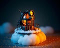 Steampunk Observatory Floating Amongst Dreamy Clouds Royalty Free Stock Photo