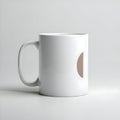 AI-Generated Image: White Coffee Mug with Tan Colored Half Circle Design Royalty Free Stock Photo