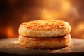 Whole grain English muffin healthy food background