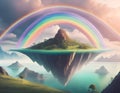 A magical rainbow world of floating islands