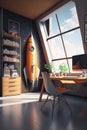 ai generated image of study room with big rocket Royalty Free Stock Photo