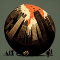 AI generated image. World economic crisis concept. Financial crash worldwide