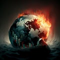 AI generated image. World economic crisis concept. Financial crash worldwide