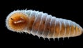Worm under a microscope, phylum Annelida isolated on black background. Royalty Free Stock Photo