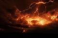 The Wrath of God. Lightning in the sky with stormy clouds Royalty Free Stock Photo