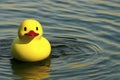 Yellow rubber duckie floating on water