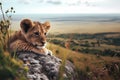 A young lion takes a rest