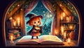 Twilight Incantations: A Young Witch's Enchanted Attic Study - AI Generated Digital Art