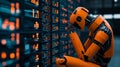 AI generated images of AI Robot Interacting with Binary Code, Big Data Royalty Free Stock Photo