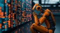 AI generated images of AI Robot Interacting with Binary Code, Big Data Royalty Free Stock Photo