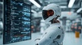 AI generated images of AI Robot Interacting with Binary Code, Big Data Royalty Free Stock Photo