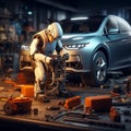 AI generated images,Assembly of car parts with machinery