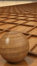 3d rendering abstract surface design a ball above square patterns texture wood material Royalty Free Stock Photo