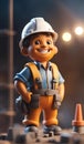 Ai generated images of a happy builder on construction site