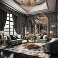 AI generated images, living room interior design luxury model style Royalty Free Stock Photo