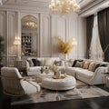 AI generated images, living room interior design luxury model style Living room design for decoration, Modern interior design, Royalty Free Stock Photo