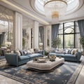 AI generated images, living room interior design luxury model style Living room design for decoration, Modern interior design, Royalty Free Stock Photo