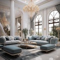 AI generated images, living room interior  luxury model style designs Royalty Free Stock Photo