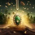 AI-generated images, necklaces, pendants, made of gold White gold decorated with gems such as sapphires Royalty Free Stock Photo