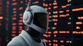 AI generated images of AI Robot Interacting with Binary Code, Big Data Royalty Free Stock Photo