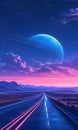 Twilight Highway: Journey into Purple Dusk