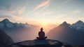 AI Generated Indian Spiritual Leader Practicing Yoga An Elevated Perspective of a Himalayan Sunrise Royalty Free Stock Photo