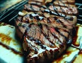 Grilled Beef Steaks on Barbecue Grill - AI generated Royalty Free Stock Photo