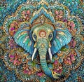 AI generated intricately designed background with the head of an elephant at the centre