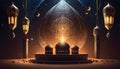 islamic ramadan greeting card with tree mosques in the middle and islamic ornaments Royalty Free Stock Photo