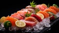 AI Generated. Japanese food sashimi raw fish on ice