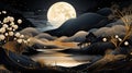 An enchanted moonlit mountain scene Royalty Free Stock Photo