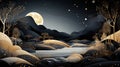 An enchanted moonlit mountain scene Royalty Free Stock Photo