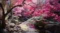 Pathway through the rhododendron garden