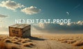 A box is sitting in the middle of a desert with a sky background. Royalty Free Stock Photo