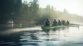 AI Generated Light Green and Black Rowers A Teamwork and Action Shot