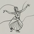 AI generated line drawing of a Bharatanatyam dancer