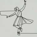 AI generated line drawing of a classical Kathak dancer in an unique pose Royalty Free Stock Photo