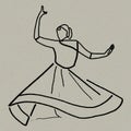 AI generated line drawing of classical Kathak dancer on a white canvas