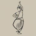 AI generated line drawing of a female Odissi dancer