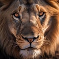 AI generated lion head with brown eyes Royalty Free Stock Photo