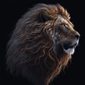 AI generated lion head on dark background Royalty Free Stock Photo