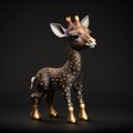 AI generated little giraffe on black background