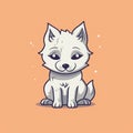 AI generated little wolf on orange background