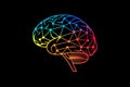 Ai generated, logo of the human brain composed of dots connected by colorful lines. Royalty Free Stock Photo