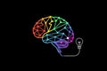 Ai generated, logo of the human brain composed of dots connected by colorful lines. Royalty Free Stock Photo