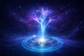 AI generated luminous digital tree made of energy light and data symbolizing artificial intelligence sustainability future Royalty Free Stock Photo