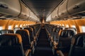 Interior of a empty commercial airplane with leather seats Royalty Free Stock Photo