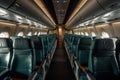 Interior of a empty commercial airplane with leather seats