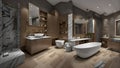 Ai generated a luxurious bathroom with a spacious tub and double sinks