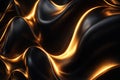 AI generated luxury black and gold abstract fluid waves with smooth metallic texture elegant modern background depth and contrast Royalty Free Stock Photo